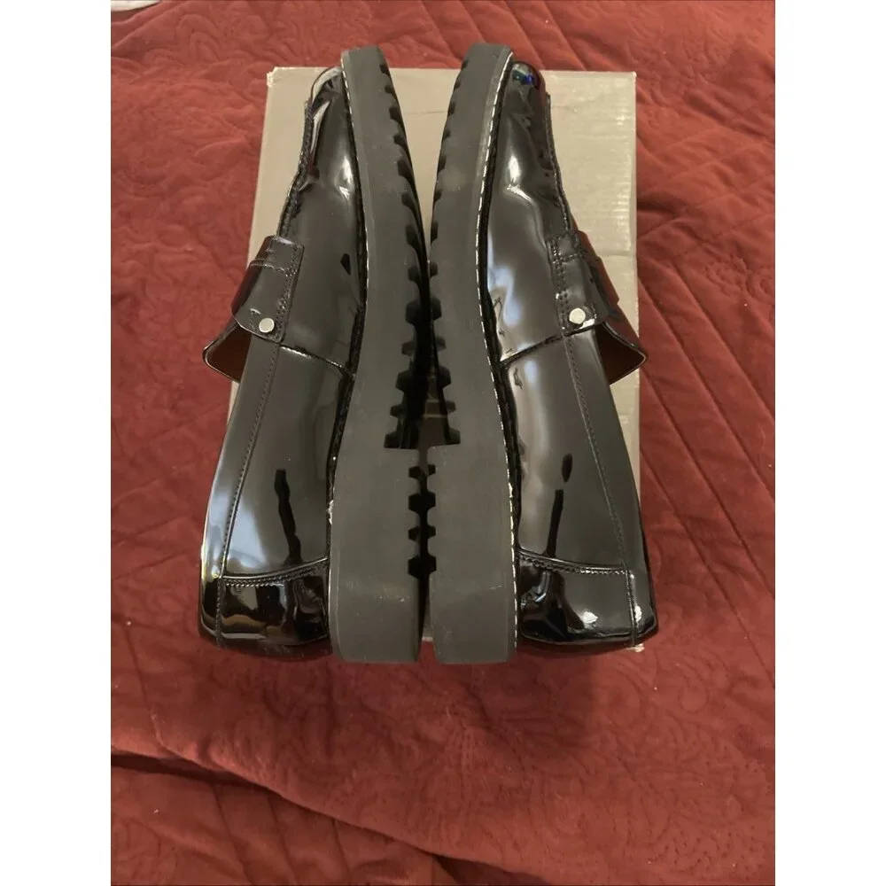 FRANCO SARTO Cassandra Women 7.5M Black Patent Faux Leather‎ Y2K Loafer Gorecore